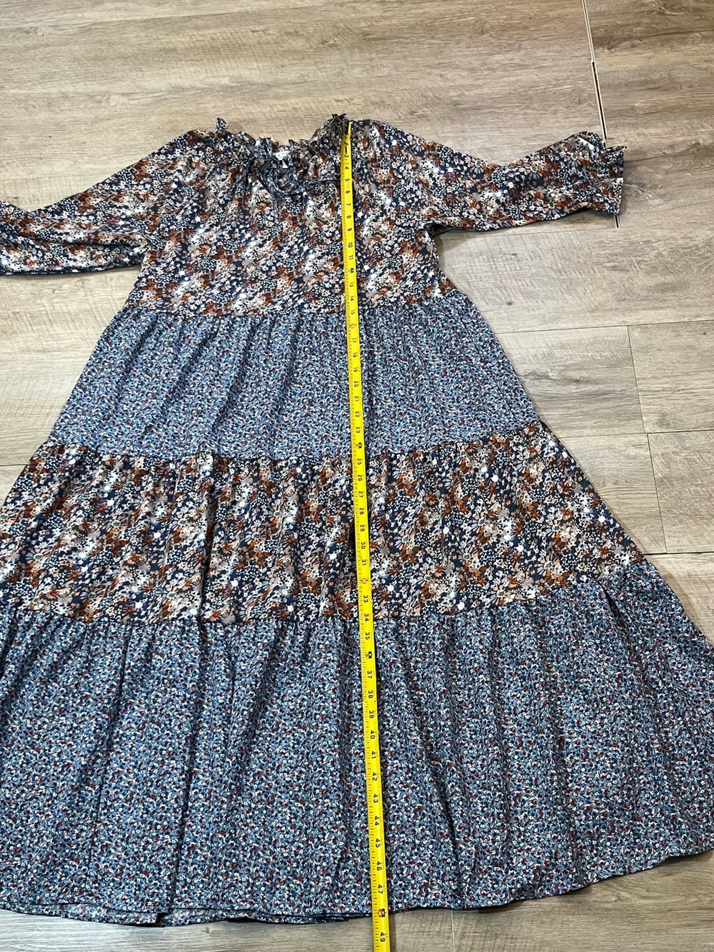 Hayden Patchwork Floral Tiered Maxi Dress Size Medium - Picture 7 of 8
